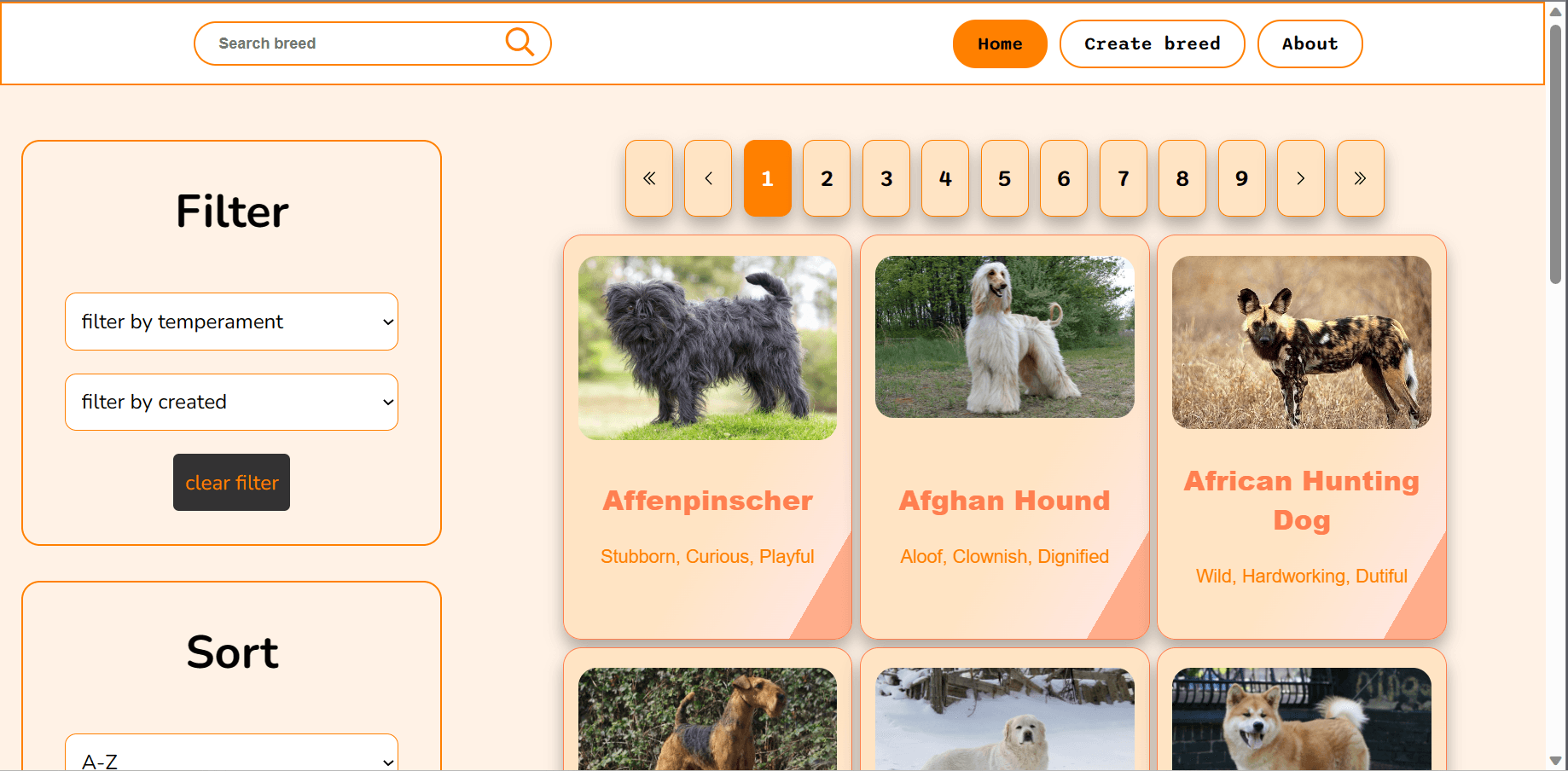 web application to search for dog breeds